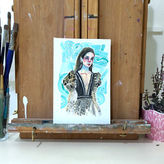 Original Watercolor Painting Fashion Illustration 9×6 on Paper by JJ