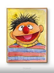 Original Ernie 2 Painting By Alannah Dyer- Acrylic 9×12 in. Sesame Street Kids