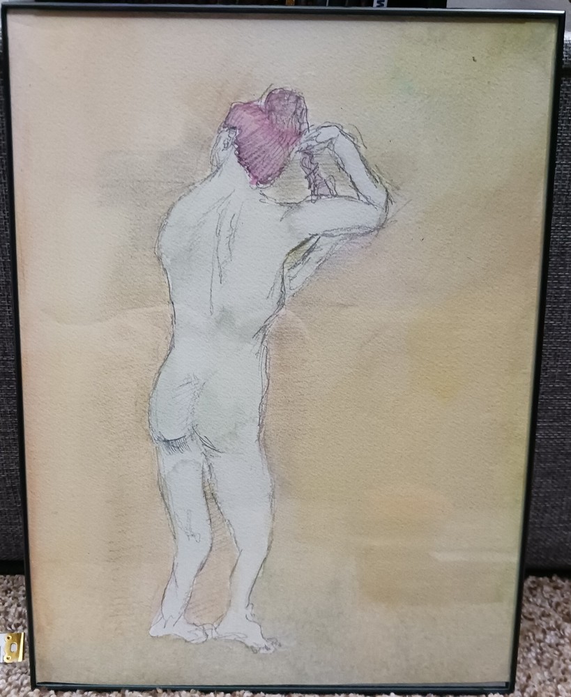 Framed Original 9 x 12 Painting: Watercolor and Pencil on Cold Press Paper