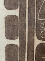 Vintage Mayan Glyph Art on Fabric Framed Art Piece 1977 12″ x 25″