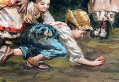 Oil Painting Landscape Portrait Children Boys Girls Landscape Forest Signed Art