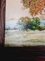 Norvelle Brown Painting 1975 Acrylic On Wood Mare And Colt Under Scenic Trees