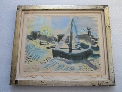 RARE ORIGINAL 1947 EDUARD BARGHEER 1901-1979 GERMANY WATERCOLOR PAINTING SIGNED