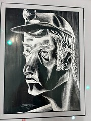 Coal Miner MCM Portrait Scratch Art Scratch Board Etching Signed G. Slater 70