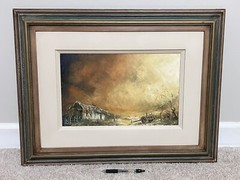 Oliveira Leite Sky & Landscape Brazilian Impressionist Framed Oil Painting 1978
