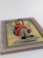 Mid Century Wall Hanging 3-D Chalk Art Picture Wall Decor