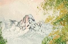 8×10-Stretched- Mt. Landscape- #3, Oil Painting on Canvas-(Not Framed)