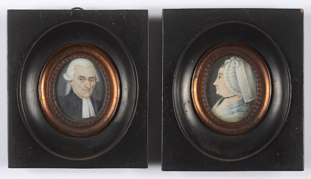 „French married couple“, two miniatures, 1790/95