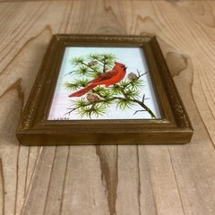 Blue Bird Cardinal Watercolor Art Painting Set Of 2 Gold Wood Frame 5×7 Inch