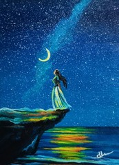 „Lonely Vibes“ ACEO Original Hand Painting Vintage Collectable Art Signed ATC