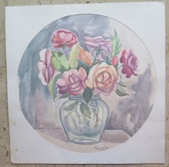 41X42Cm Painting Signed Vintage Floral Artwork By The Painter G. Pancaldi P14