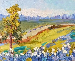 Original Oil Painting Texas Landscape Impasto Artwork on Canvas Board 20x25cm