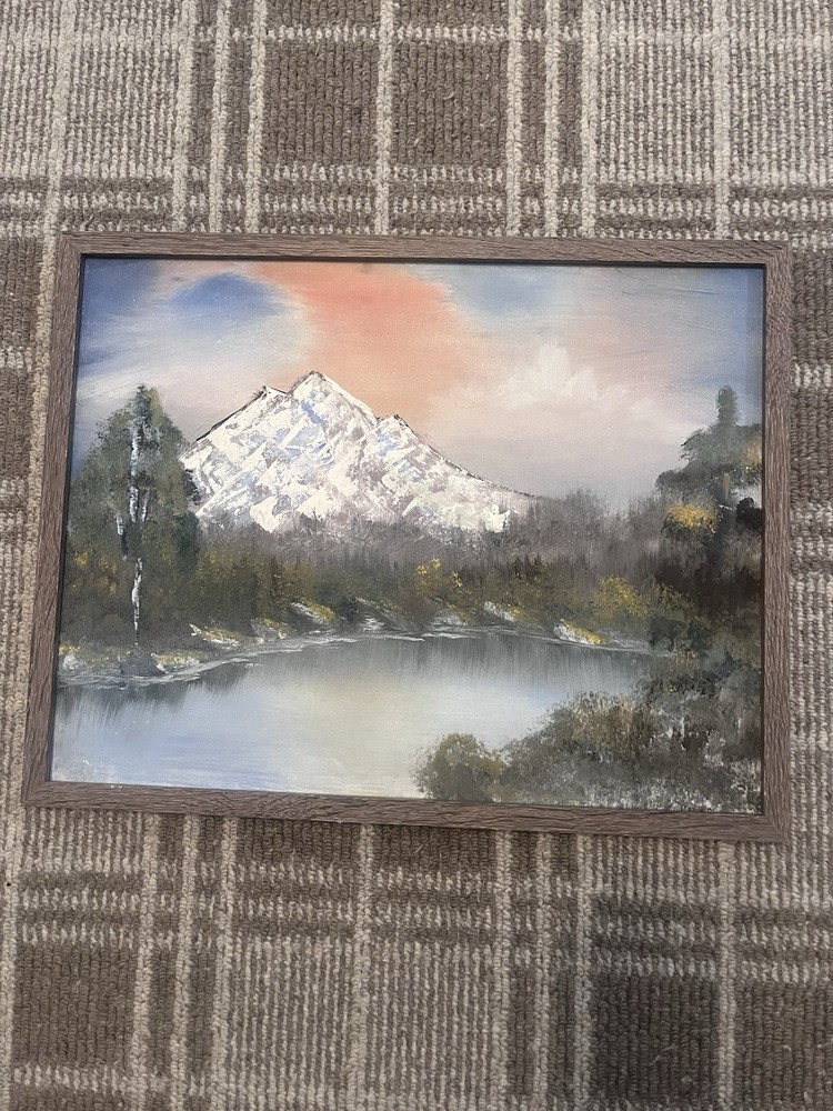 “ Mountainscape “ Original Oil Painting On Canvas Board 18”x15” Modern Frame