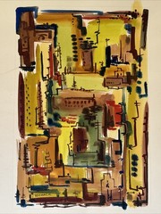 Mid Century Painting Cityscape Urban Cubist Cubism Streets Modernism Resnack