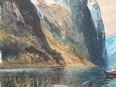 VINTAGE SIGNED KAARE STEEN NORWEGIAN FJORD LANDSCAPE OIL PAINTING ON CANVAS