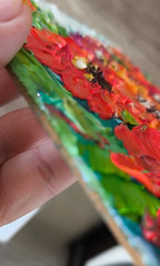 Zinnia Oil Painting Original Miniature  6×6 in Floral Impasto Signed  Art