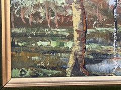 Vintage Framed Oil Painting Dutch Artist Den Braber Fall Landscape
