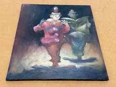 Original Julian Ritter Clown Painting on Board 8×10 Signed Unframed