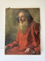 ANTIQUE PAINTING PORTRAIT LANDSBERG 1910’S OIL ON CANVAS OLD MAN MEN