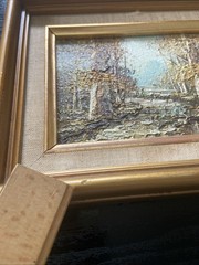 J. Medina Original Oil Painting On Board Rare Heavy Impasto 10”x8”Autumn Winter