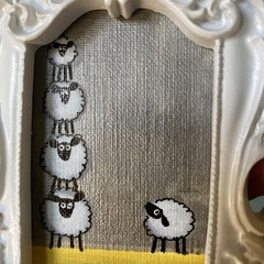 Funny Sheep Original Painting On Paper,4/5,framed,miniature,small,mini,cute
