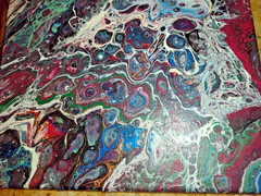 Original Acrylic Painting Abstract Art Fluid Pour Multi Color Purples Small