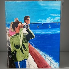 VTG Original Oil Painting on Canvas Signed By Gary Pierre Family Boat On Ocean