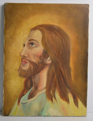 Vintage Original Oil Art Painting Jesus Christ Religious Church Savior Canvas