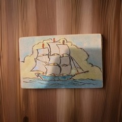 4.25 X 2.75 Sailing Boat Art