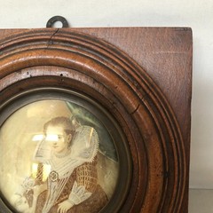 Antique Round Hand Painted and Signed Women’s Portrait in Original Frame.