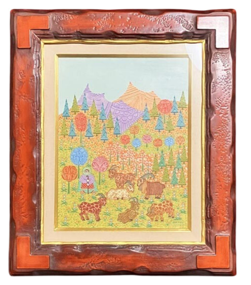 Marie-France Avenel “ Herd of Goats “ Oil Painting Autograph H 21 x W 17.7 in