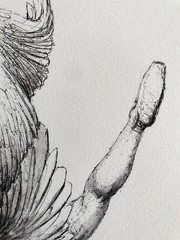 ALAIN DONATE SURREAL CUBAN ART Painting ORIGINAL SKETCH INK/CARDBOARD 12″X 16″