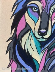 Bold Colorful Wolf Portrait Original Acrylic Painting 11×14 Signed Canvas Art