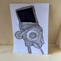 ACEO Original Art Card 2.5 x 3.5 Watercolor mini painting music