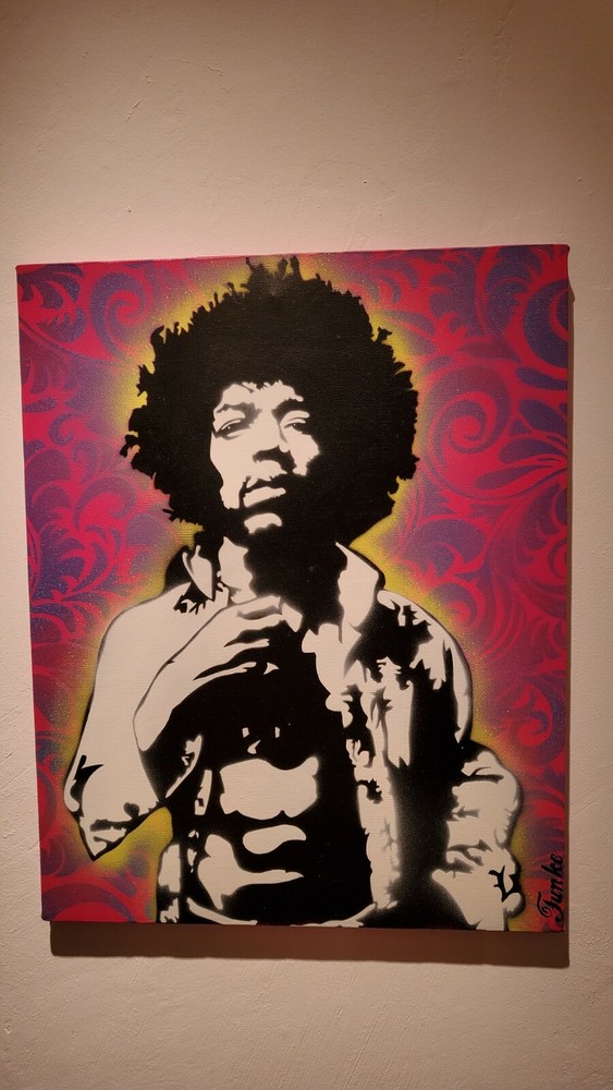 Angeboten wird ein Bild von Jimmy Hendrix, (stencil art) hergestellt worden ist