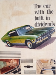 Vtg orig auto Illustration 68 Chevelle SS 396 Detroit car painting Ad Art 5 /40