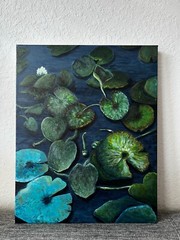 The painting is done in acrylic on canvas