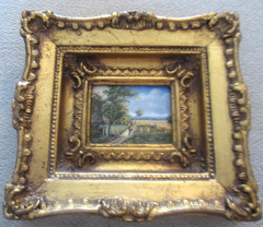 Vintage Miniature Oil Painting in Ornate Frame Gold/Florentine/Hollywood Regency