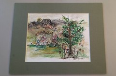 Framed Matted Signed Original Landscape Watercolor Painting 14″ x 11″