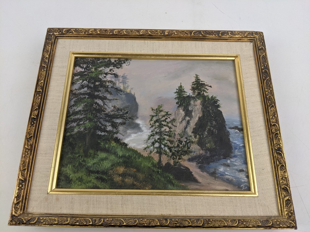 Vintage 1981 Original Oil Painting on Canvas Oregon Beauty Trudy Ingler 11″ x13″