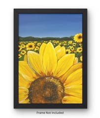 Hand Painted Bright Sunflowers Easy To Frame Wall Art Acrylic 11×13” Art Paper