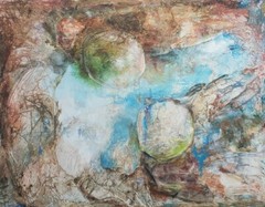 2005 Signed Stoll – Two Men Embraced – Aerial View – Contemporary Art Painting