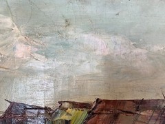 Enrico Zablan ARTIST impasto PAINTING VINTAGE MID CENTURY MODERN ERA