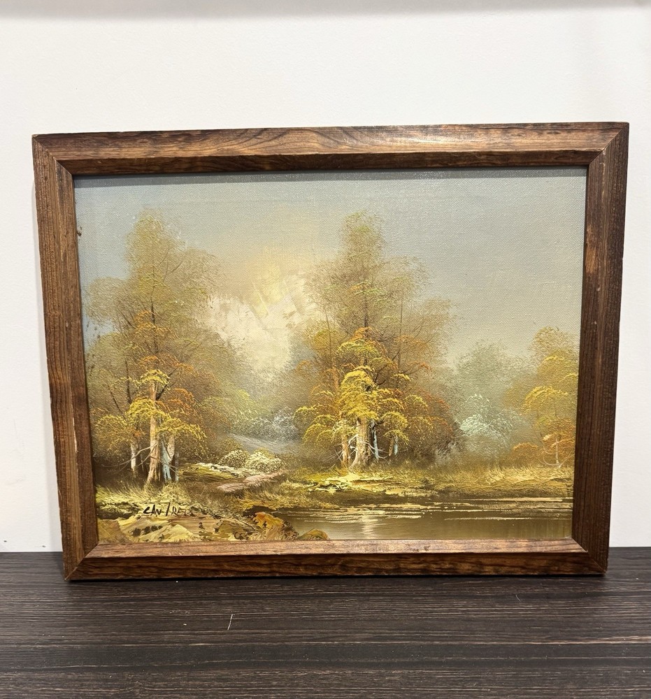 Vintage Signed Phillip Cantrell Original Oil Painting Landscape Nature 12”x 16”
