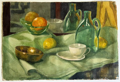 Antique Still Life Watercolor Art Painting by Hazel Frazee, Chicago