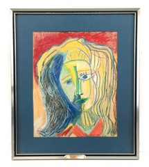 Godfather Actor RICHARD CONTE Homage to PABLO PICASSO. Pastel Painting