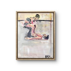 Abstract Expressionist Original Painting Canvas, Acrobats 11×14 Basil Arts