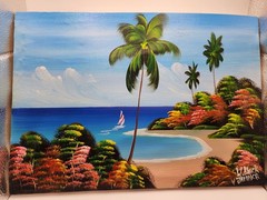 W. Black Jamaican Caribbean Seascape Beach Original Acrylic 11×15.5″ Painting