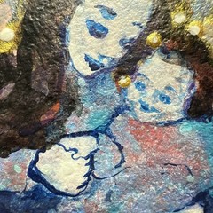 Hand-Painted Mother and Child Art Stone Decor