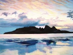 ACEO PRINT of PAINTING RYTA SCOTLAND ocean Coastal Decor Sea Sunset Art Seascape